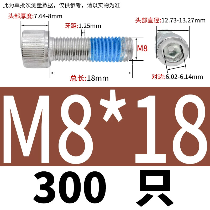 DIN912 Screw M1.4-M24  304 Stainless Steel Cup Head Hex Socket Coated Anti-Loose Bolt