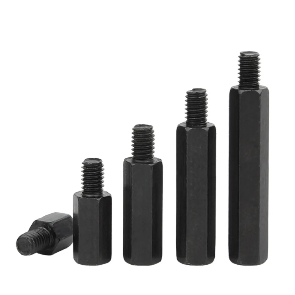 20pcs male to female spacer  M3*L+6  M4*L+6  Long Hexagonal nut Black steel PCB hex Standoffs Spacers bolt