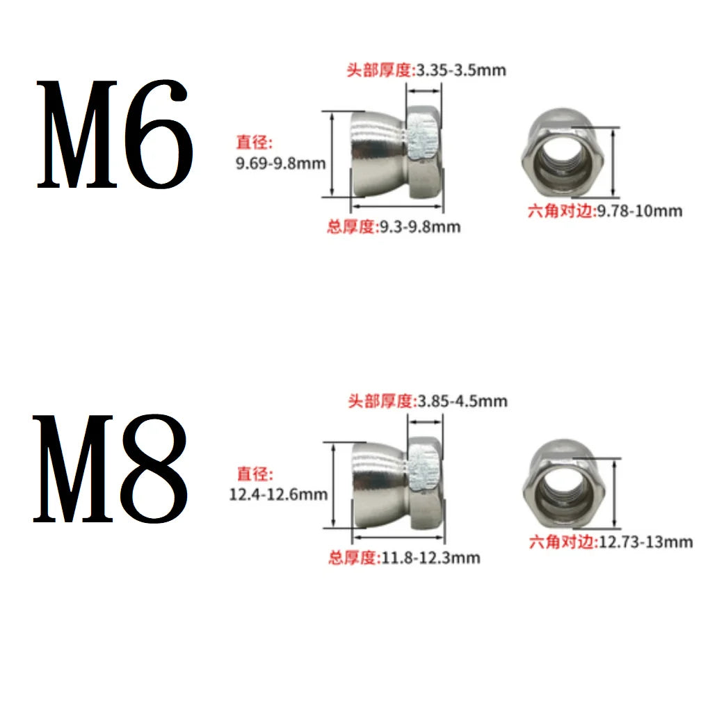 2-10pcs M6 M8 M10 304 stainless steel twist-off anti-theft nut twist-off anti-theft nut twist-off anti-demolition nut cap