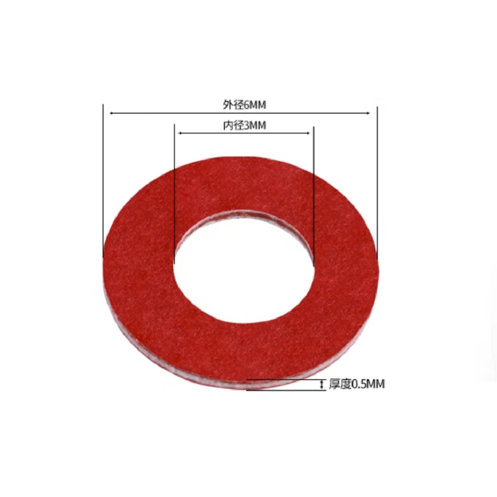 100pcs M2 M2.5 M3 M4 M5 M6 M8  Steel Pad Insulation Washers Red Steel Paper Meson Gasket Spacer Insulating Spacers