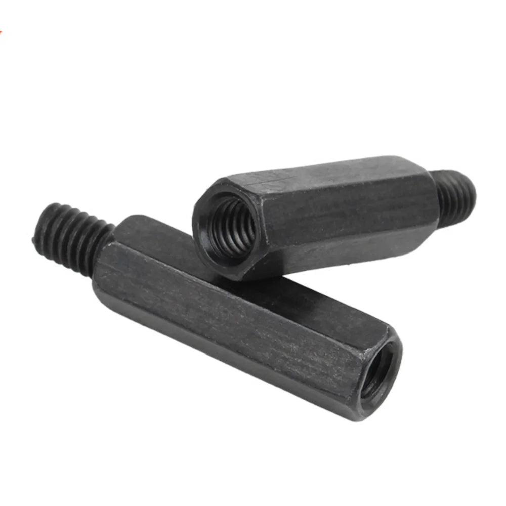 20pcs male to female spacer  M3*L+6  M4*L+6  Long Hexagonal nut Black steel PCB hex Standoffs Spacers bolt