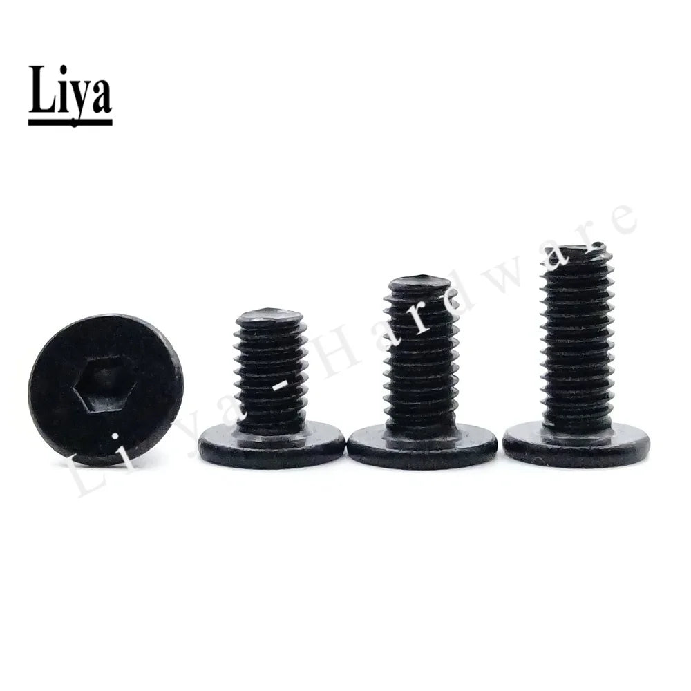 10-50pcs CM M2 M2.5 M3 M4 M5 M6 black Hex Hexagon Socket Ultra Thin head Super Low Flat Wafer Head Allen Cap Screw Bolt