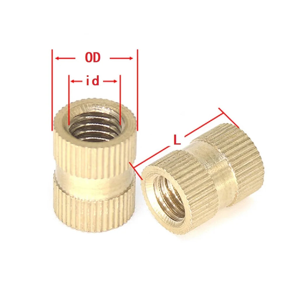 10-50pcs  M3 M4 M5 M6 M8  Brass Blind hole Injection Molding Knurled Nuts Thread Insert Embedded Nut