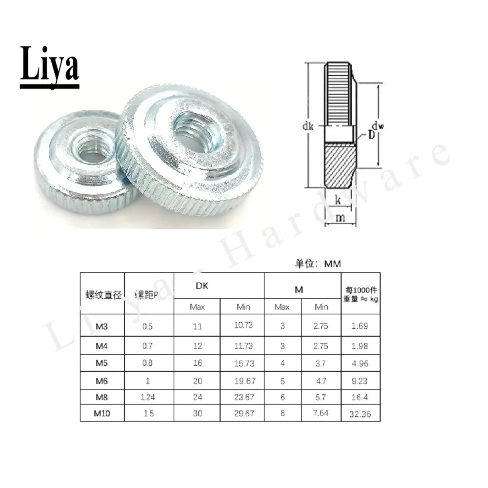 5-10Pcs GB807 M3 M4 M5 M6 M8 M10 Galvanized Small step Hand tighten Nuts Knurled Thumb Nuts