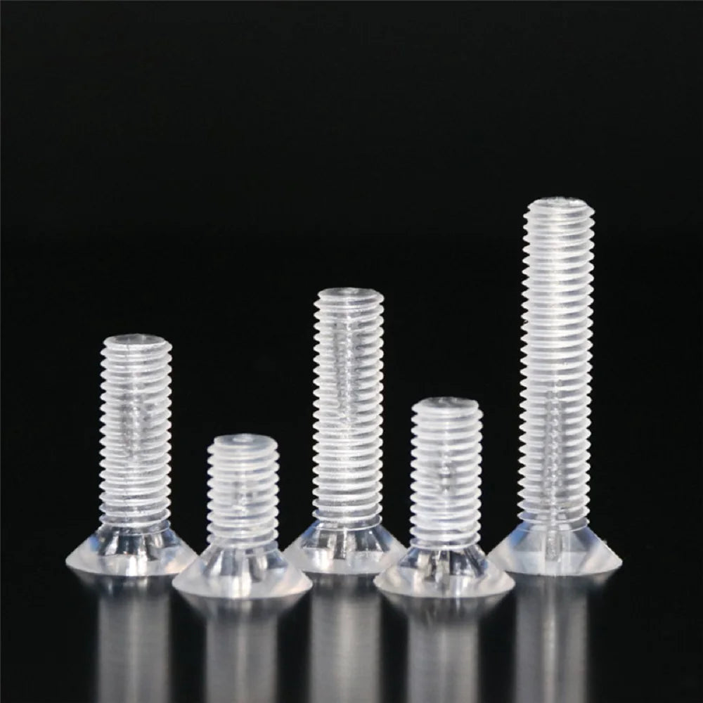 20pcs M2 M2.5 M3 M4 M5 M6 M8 M10 DIN965 phillips transparent screws, nylon, PC countersunk head, flat head, cross acrylic screw