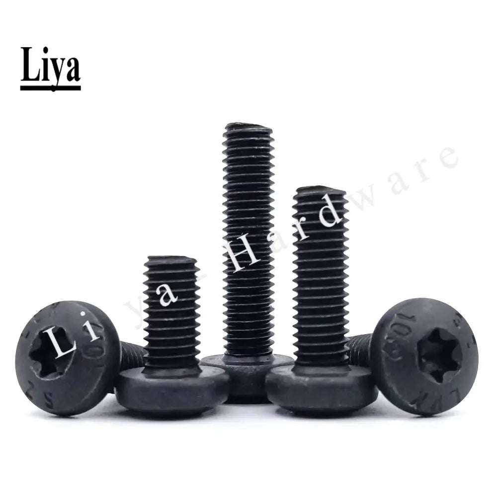 Torx Pan Screw 10-50pcs M2/M2.5/M3/M4/M5/M6 Grade 10.9 Black Steel Tamper Proof Security Torx  Pan Head Screw