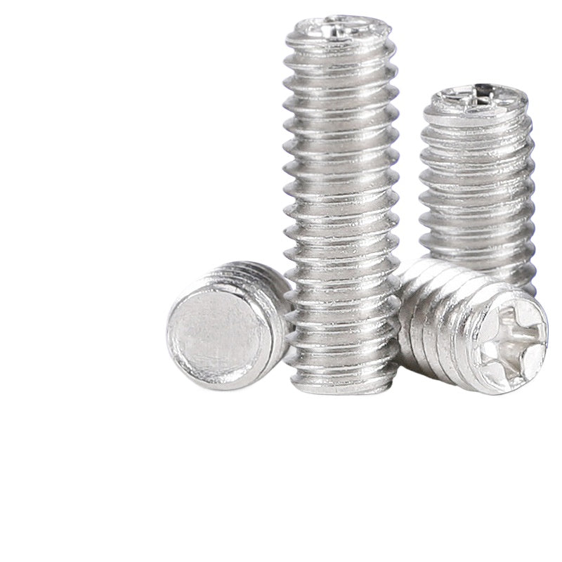 M2/M3/M4/M6 304 Stainless Steel Cross Flat End Set Screws Headless Flat Tail Grub Screws for Machinery & Fixing