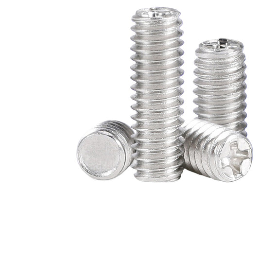 M2/M3/M4/M6 304 Stainless Steel Cross Flat End Set Screws Headless Flat Tail Grub Screws for Machinery & Fixing