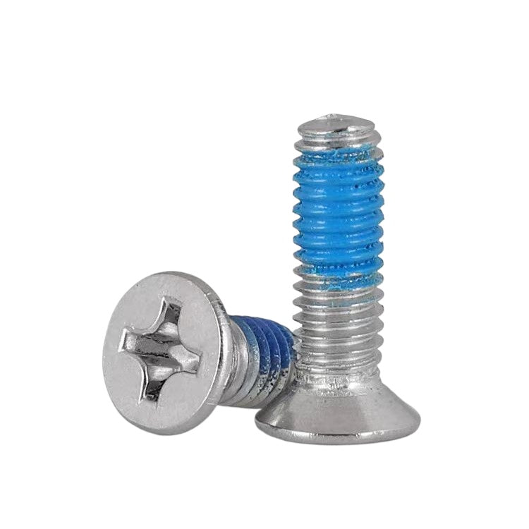 M3 304 Stainless Steel Phillips Countersunk Head Anti-Loose Screws Blue Patch for Electronics