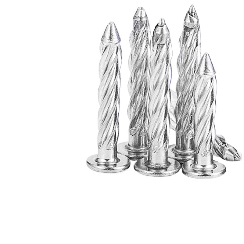 M8  201/304 Stainless Steel Threaded Nails Galvanized Twist Nails Round Head Spiral Nails Cement Floor Compression Explosion Expansion Nails for Building & Concrete Installation