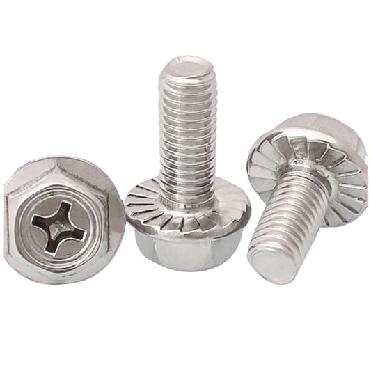 M3/M4 Galvanized Cross Groove Outer Hexagon Flange Screw Padded Screw Pocket Flange Surface Anti-Slip Screw Bolt  for Machinery & Equipment