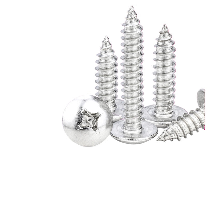 M2.3/M3/M4/M6 Nickel-Plated Self-Tapping Screws Large Flat Head/Mushroom Umbrella Head Cross Slot Screws for Furniture Assembly/Woodworking/DIY Home Hardware/Cabinet Installation
