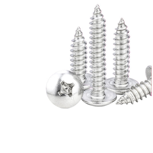 M2.3/M3/M4/M6 Nickel-Plated Self-Tapping Screws Large Flat Head/Mushroom Umbrella Head Cross Slot Screws for Furniture Assembly/Woodworking/DIY Home Hardware/Cabinet Installation