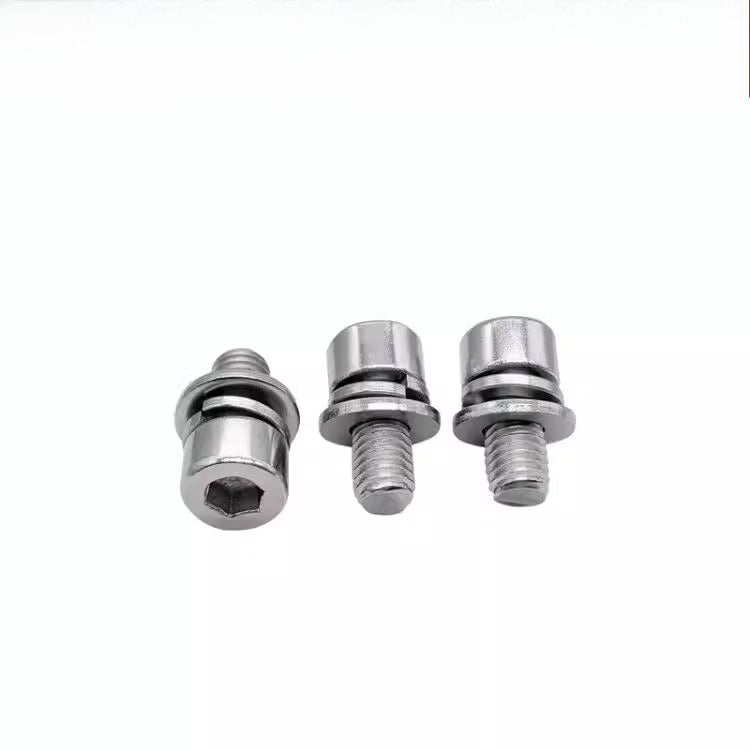 GB70.1 304/316 Stainless Steel Hex Socket Screw | Non-Knurled Flat & Spring Washer 3-in-1 Combo Fastener