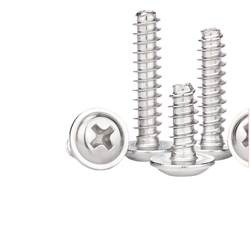 M2/M3/M4 Carbon Steel Nickel-Plated Phillips Pan Head Self-Tapping Screws with Washer for DIY & Furniture Assembly