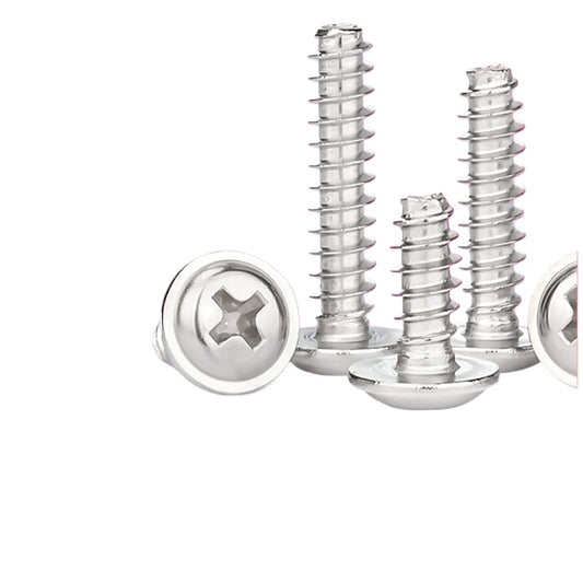 M2/M3/M4 Carbon Steel Nickel-Plated Phillips Pan Head Self-Tapping Screws with Washer for DIY & Furniture Assembly