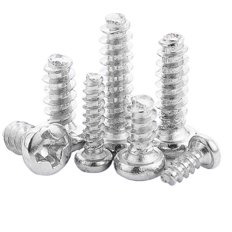 M1.2/M3/M4/M5 201 Stainless Steel Cross Round Head Flat Tail Self-Tapping Screw Pan Head Flat Tail Screw  for Electronic & Woodworking
