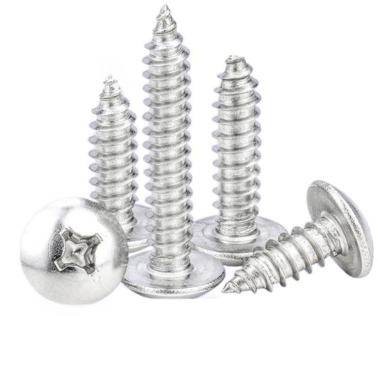M2/M3/M4 Grade 4.8 Galvanized Cross Groove Large Flat Head Self-Tapping Screw Mushroom Head Self-Tapping Screw Umbrella Head Screw for Woodworking & Assembly