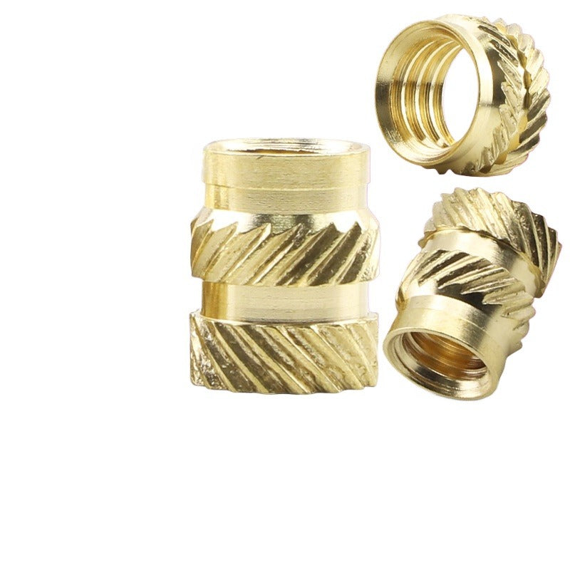 M3 M4 M5 Twill Texture Figure-8 Injection Molding Copper Nut & 8-Shape Hot Melt Copper Inserts Knurled Through Hole Copper Nuts  for Injection Molding