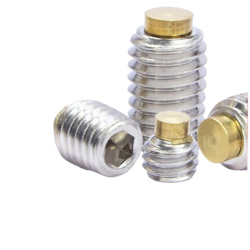 M5/M6/M10 304 stainless steel hexagonal copper head machine rice screw plunger buffer screw inlaid copper setting top wire for Machinery & Equipment