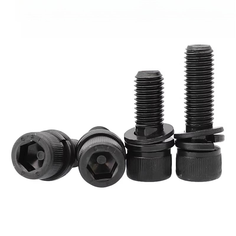 DIN912  M2-M12 Hex Socket Combo Screw Black 304 Stainless Steel Cup Head Washer Set Fastener
