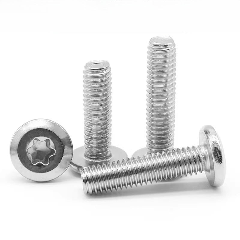 M2-M12 304 Stainless Steel Pair Lock Screw Chamfered Plum Blossom Big Flat Head Furniture Fastener