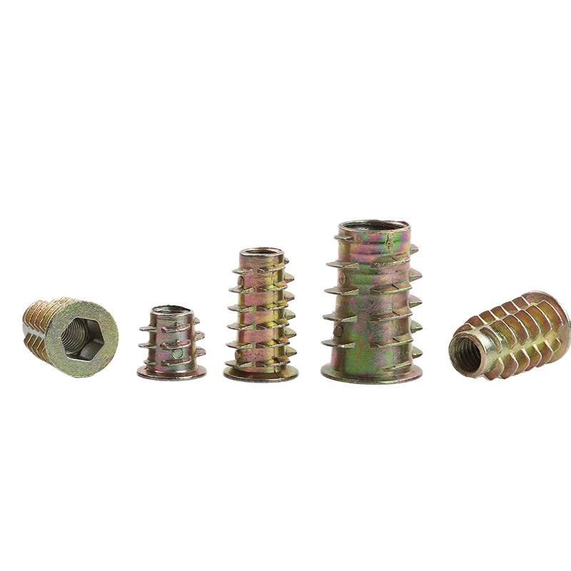 M5M6M8 Color-plated galvanized countersunk head hexagonal embedded nut woodworking belt mediator with thorn inner and outer teeth nut through nut for Woodworking & Furniture Installation