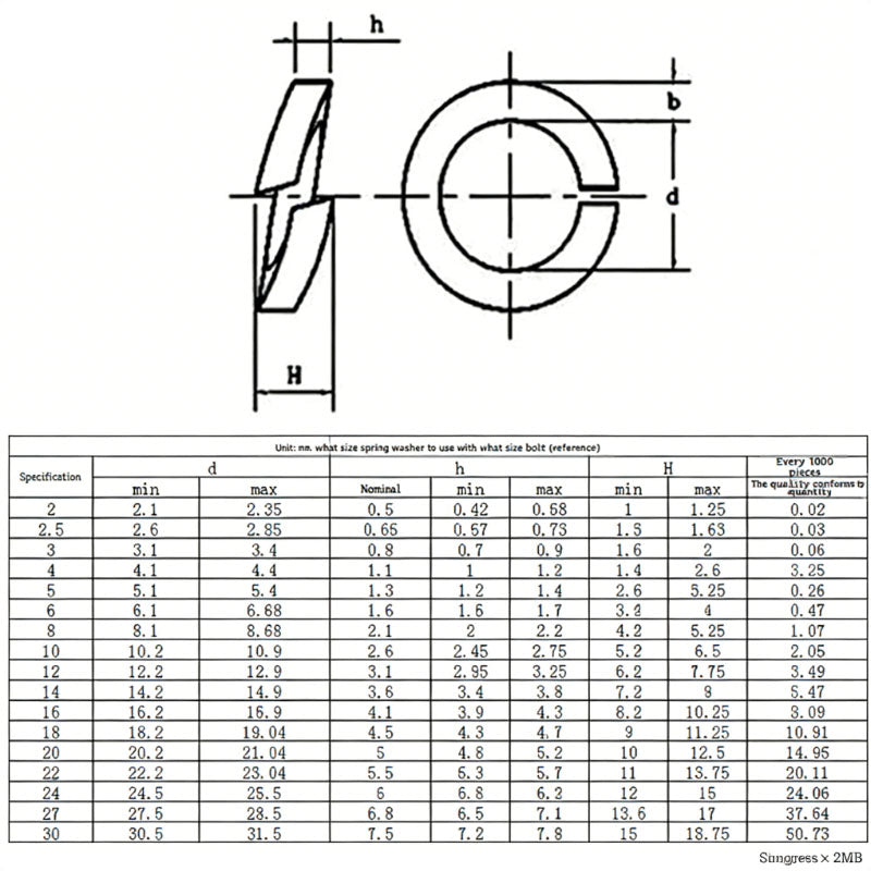 M3/M4/M5/M6/M8/M10 Grade 8.8 Carbon Steel Black Spring Washers - High Strength Lock Washers for Machinery & Equipment