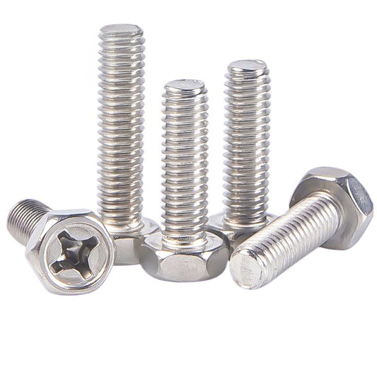 M4/M5/M6 304 stainless steel cross groove outer hexagon screw pocket hexagon bolt concave brain screw for Furniture & Equipment Fixing