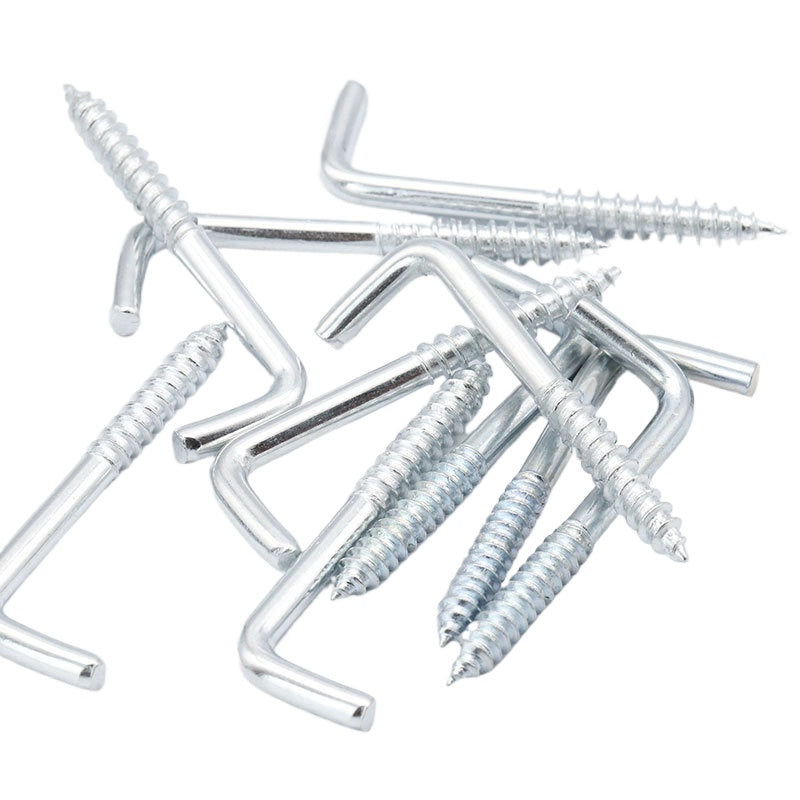 M2.5/M2.8/M3.4 Blue Zinc Plated Carbon Steel L Hook Self-Tapping Screws - 7-Shaped Right Angle Light Hooks for Home Hanging and Storage