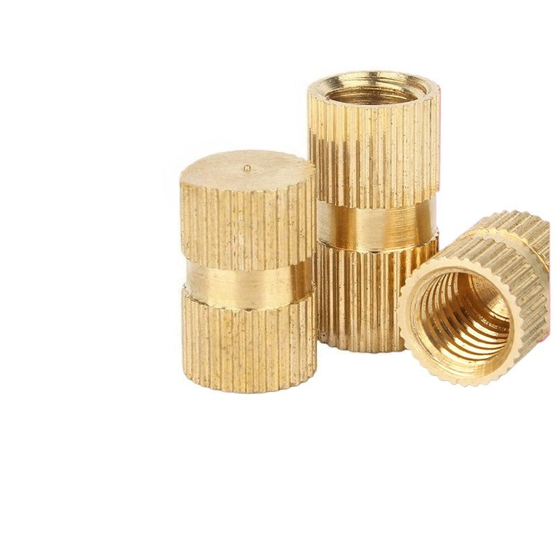 M3-M4-M6-M8 Copper Knurled Threaded Inserts Blind Hole Embedded Nuts for Injection Molding Applications