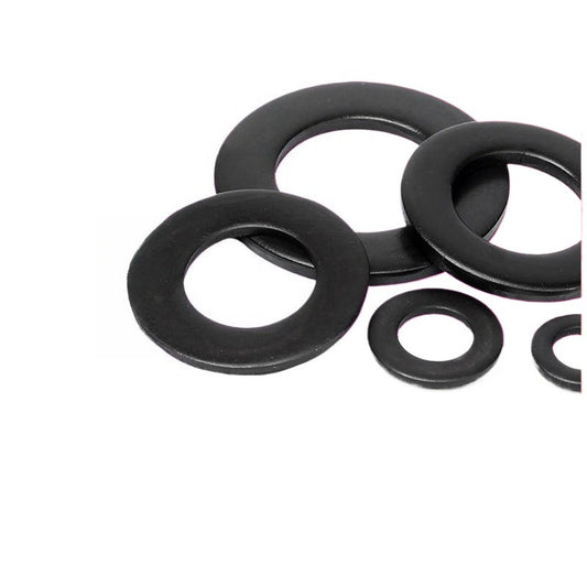 M4/M5/M6/M8/M10 Black Zinc Plated 304 Stainless Steel Flat Washers Round Metal Gaskets for Industrial & Furniture