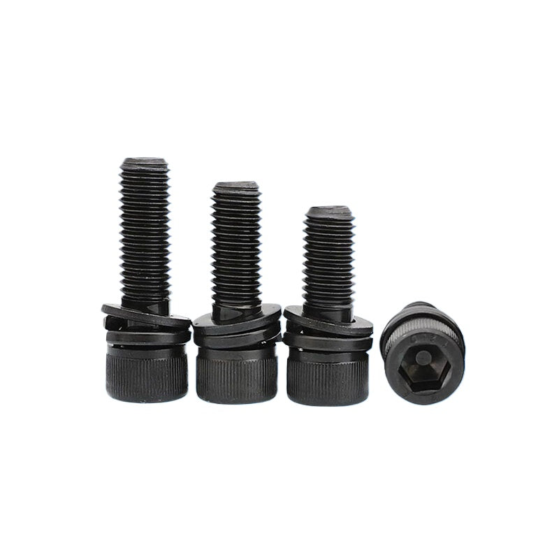 DIN912  M2-M12 Hex Socket Combo Screw Black 304 Stainless Steel Cup Head Washer Set Fastener