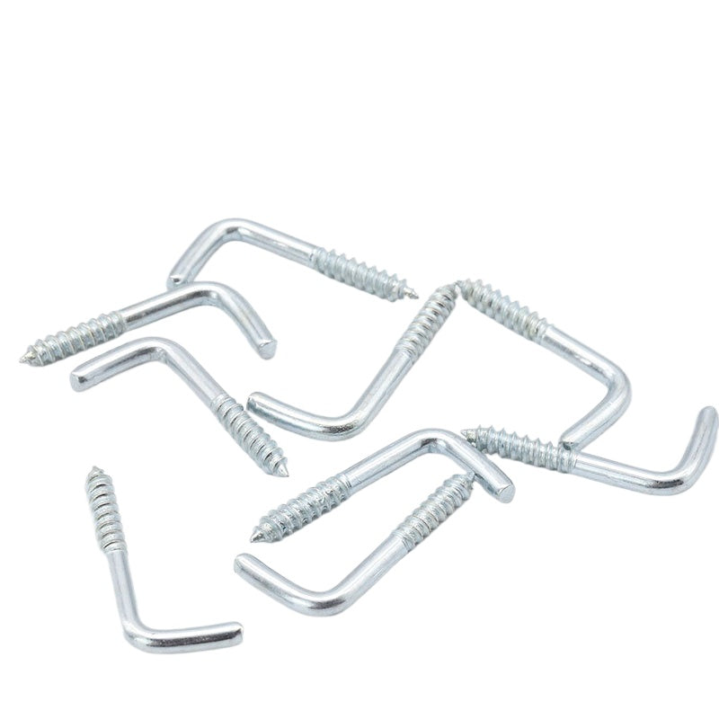 M2.5/M2.8/M3.4 Blue Zinc Plated Carbon Steel L Hook Self-Tapping Screws - 7-Shaped Right Angle Light Hooks for Home Hanging and Storage