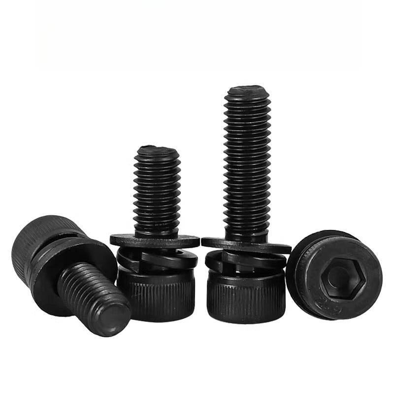DIN912  M2-M12 Hex Socket Combo Screw Black 304 Stainless Steel Cup Head Washer Set Fastener