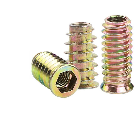 M5M6M8 Color-plated galvanized countersunk head hexagonal embedded nut woodworking belt mediator with thorn inner and outer teeth nut through nut for Woodworking & Furniture Installation