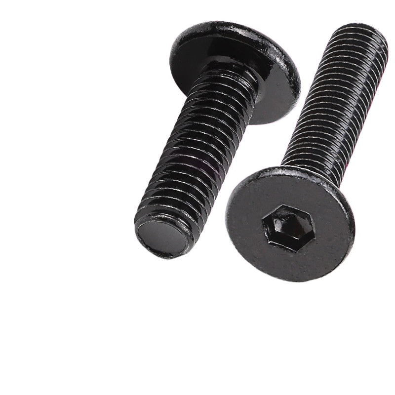 M2M5M6 Carbon Steel Black Zinc Plated Thin Flat Head Hexagon Screws Large Flat Head Hexagon Screws Flat Head Bolts  for Construction & Home Renovation