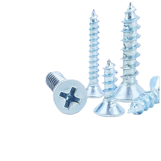 M3/M4/M5 Quenched and hard plated blue and white zinc self-tapping screws Cross countersunk self-tapping screws  for Woodworking, Furniture Assembly & General Fastening
