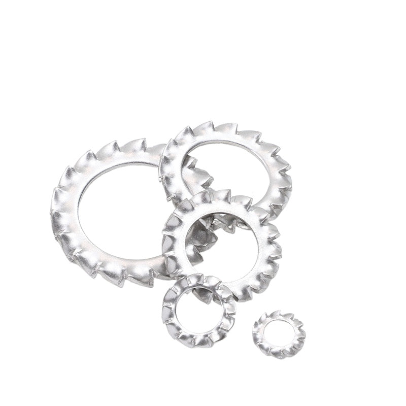 M3/M4/M5/M6 304 Stainless Steel External Tooth Washer Sawtooth Flat Gasket External Sawtooth Washer Anti-Slip and Anti-Retreat Gasket  for Industrial & Furniture Assembly