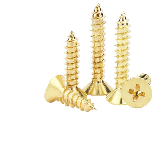 M3/M4/M5/M6 Gold 304 Stainless Steel Cross Groove Countersunk Head Self-Tapping Screws Flat Head Self-Tapping Screws Spot for Furniture Assembly & Repair