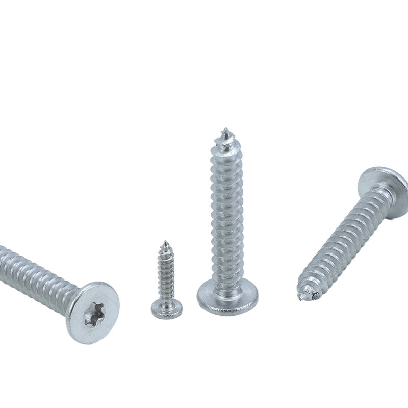 M2/M3/M4 304 Stainless Steel Plum Groove Large Flat Head Self-Tapping Screw Thin Head Self-Tapping Screw Flat Head Screw for Woodworking & Household Repairs