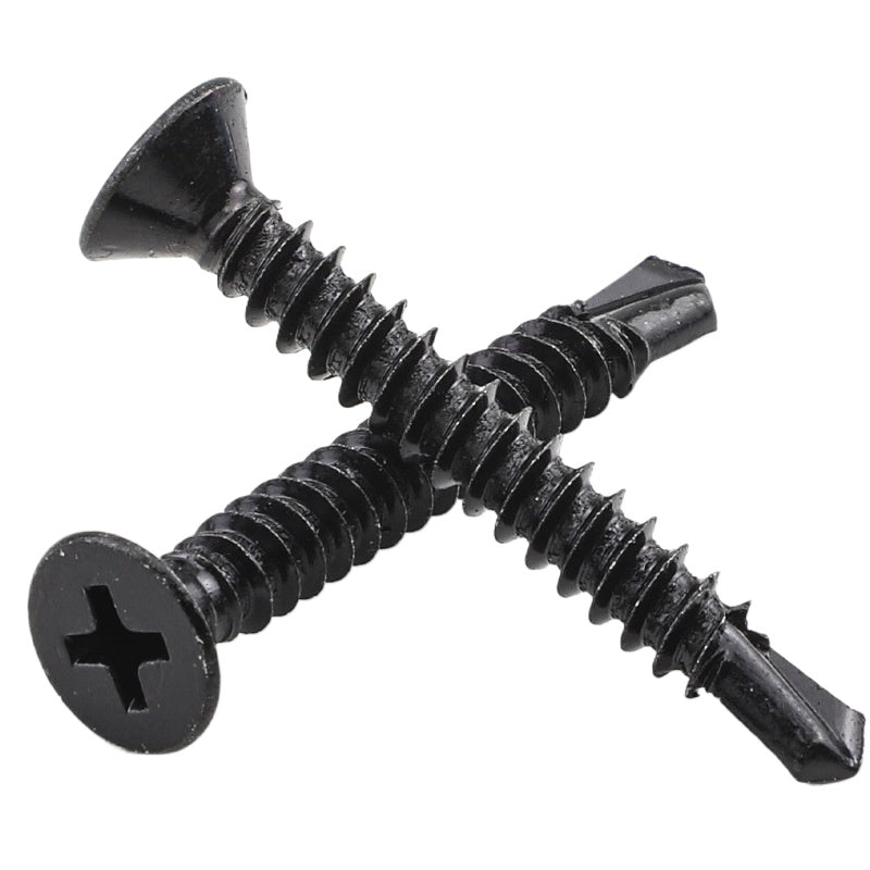 M3.5/M4.2 304 stainless steel black drill tail screw cross countersunk head self-drilling screw flat head dovetail screw for Window & Furniture Installation