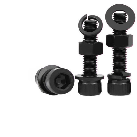 M3/M4/M5 12.9 grade high strength cylindrical head hexagonal screw nut set nut bolt flat elastic pad combination for Machinery Fitting
