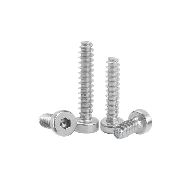 M2-M6.3 304 Stainless Steel Flat Head Hex Socket Self-Tapping Screw Flat Tail Low-Profile Fastener