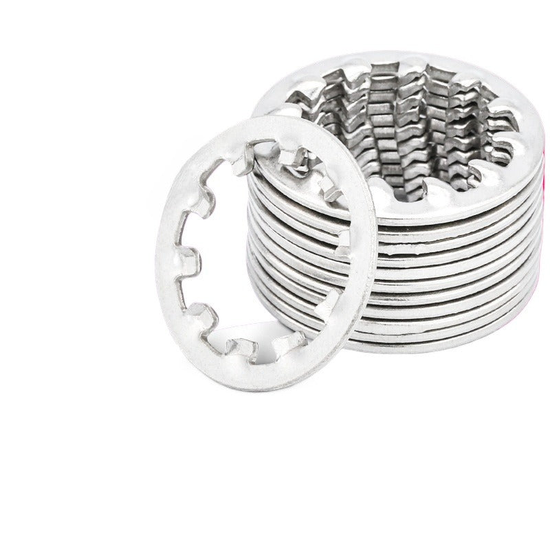M4/M6/M10 304 Stainless Steel Locking Gasket Washer Tooth Profile Retreat Stop Flat Washer Anti-Loose Anti-Slip Gasket for Construction & Furniture Fastening