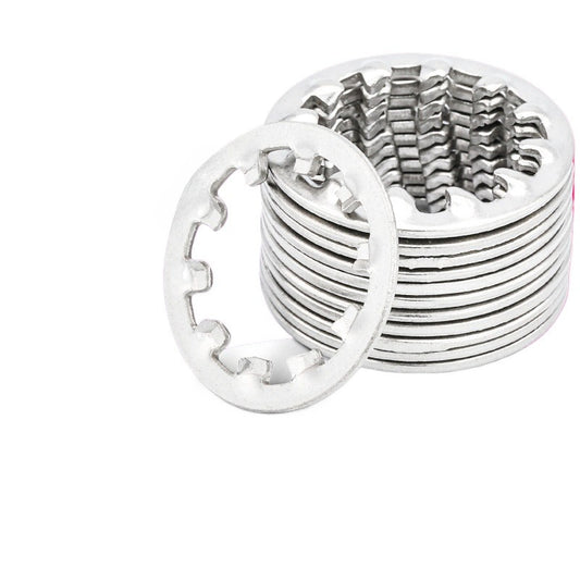 M4/M6/M10 304 Stainless Steel Locking Gasket Washer Tooth Profile Retreat Stop Flat Washer Anti-Loose Anti-Slip Gasket for Construction & Furniture Fastening