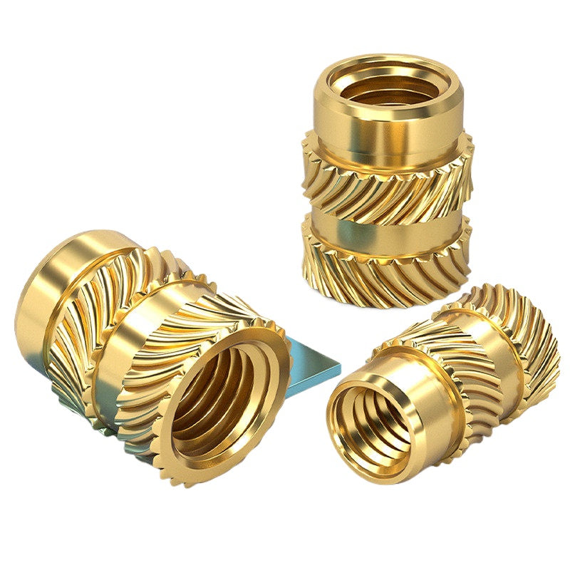 M1-M8 Knurled Brass Heat-Set Inserts - Slant Twill Threaded Nuts for Plastic Injection Molding 3D Printing
