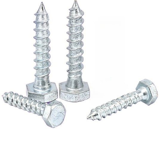 M6/M8/M10 Blue and white zinc plated outer hexagon self-tapping screw Iron full tooth half tooth hexagon wood screw for Woodworking & Furniture