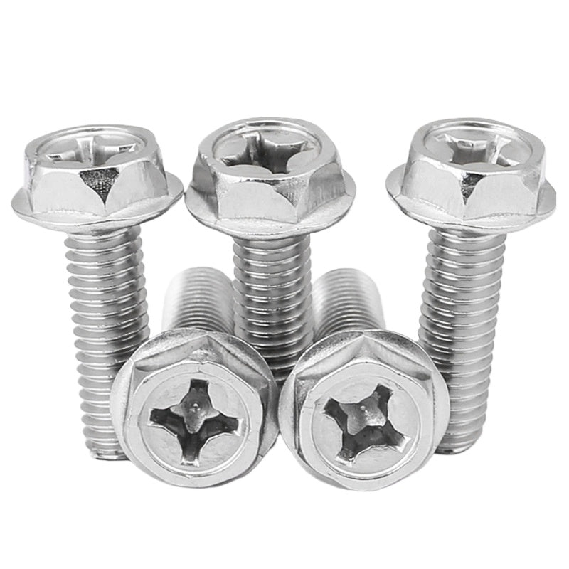 M4/M5/M6/M8 304 stainless steel cross flange screws outer hexagonal recess flange bolts toothed screws for Equipment Assembly