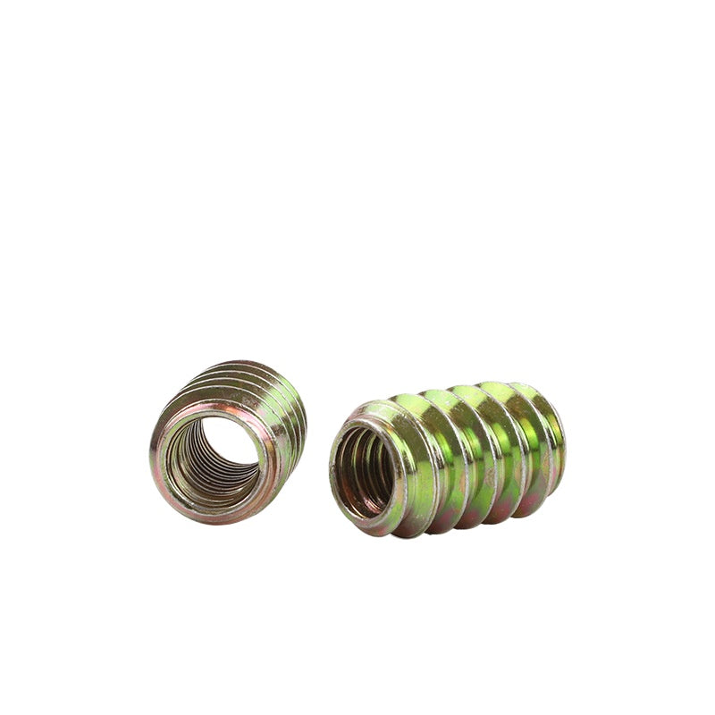 M5M6M8 Color-plated galvanized countersunk head hexagonal embedded nut woodworking belt mediator with thorn inner and outer teeth nut through nut for Woodworking & Furniture Installation